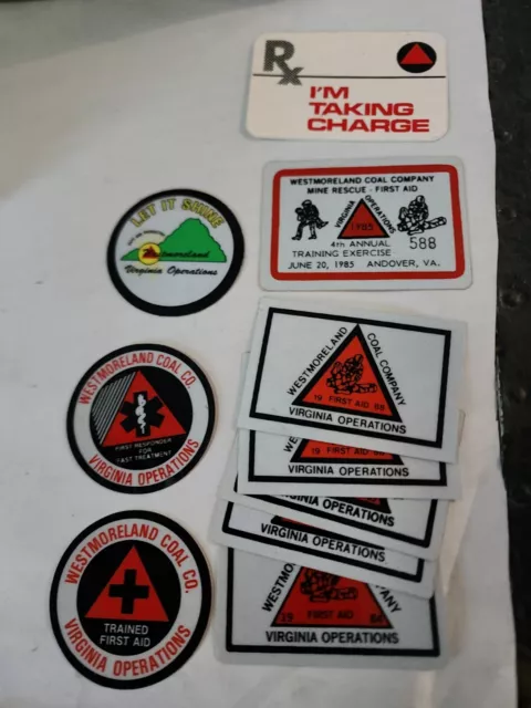 (10) NOS Vintage Westmoreland Virginia Ops Safety First Aid Coal Mining Stickers
