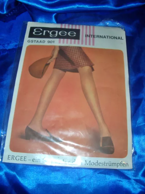 Vintage Ergee Gstaad Feinstrümpfe Straps Strümpfe Gr. 10,5-11 melone Bas OVP