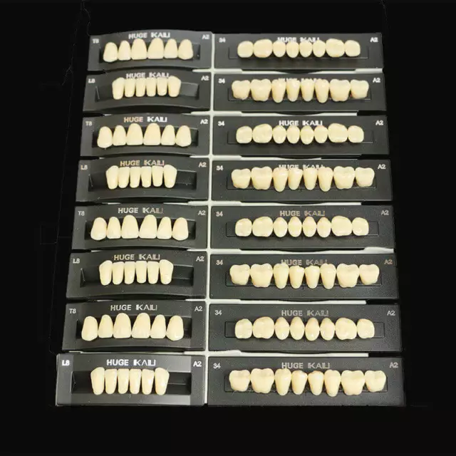 4 Set Dental Synthetic Polymer Resin False Teeth Denture T8,T6,T4,T2,A2 A3 shade