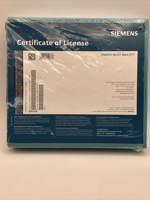 Siemens SIMATIC Win CC Basic V17 Siemens Certificate Of License
