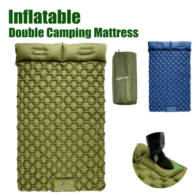 Self Inflating Mattress Camping Sleeping Mat Air Bed Pad Single Double W/ Pillow