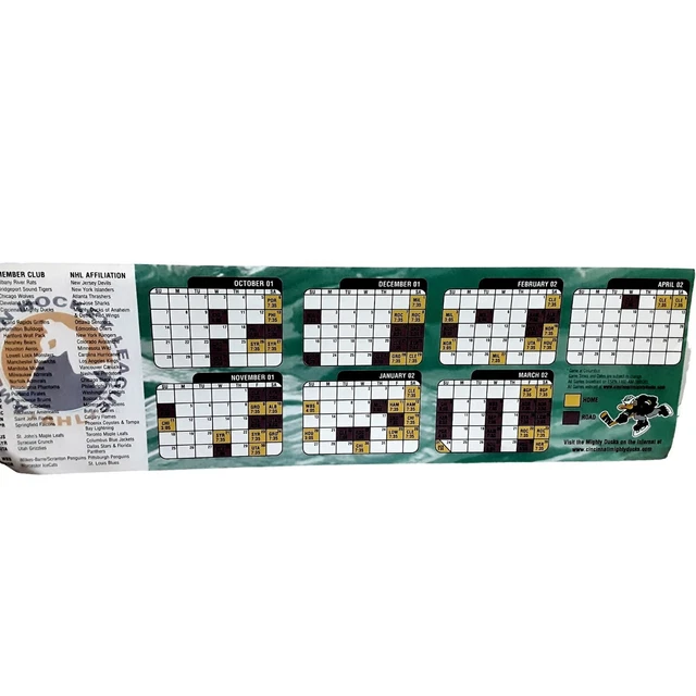 2001 02 CINCINNATI Mighty Ducks Hockey Schedule 2.99 PicClick