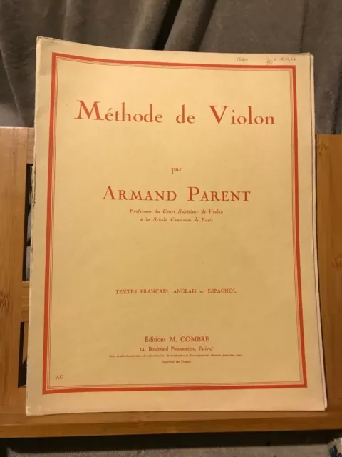 Armand Parent Méthode de Violon éditions Combre
