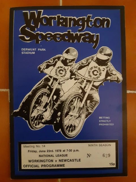WORKINGTON vs NEWCASTLE SPEEDWAY PROGRAMME 23/6/1978 (EXCELLENT CONDITION)