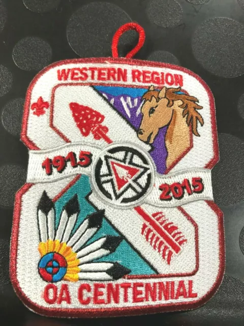 OA WESTERN REGION 1915-2015 100th ANN CENTENNIAL NOAC RED MYLAR BORDER PATCH