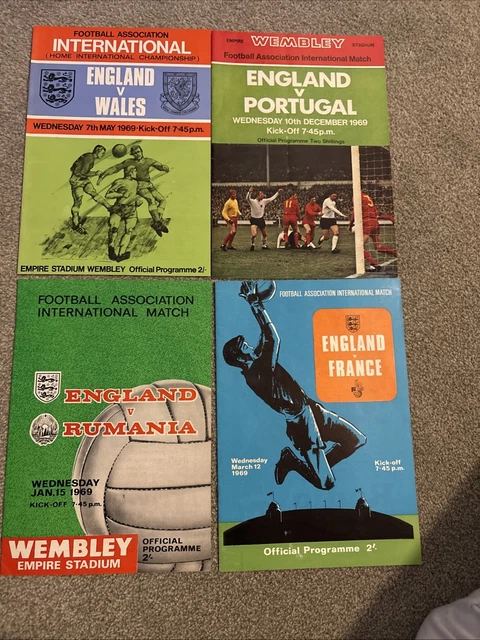 ENGLAND FOOTBALL PROGRAMMES 1969 Job Lot X4 £8.64 - PicClick UK