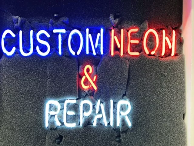 Custom Neon And Repair Here 20"x16" Neon Light Sign Lamp Decor Pub Open Party