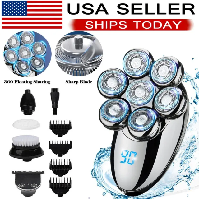 7D Electric Hair Remover Shavers Bald Head Razor for Men Cordless Wet Dry
