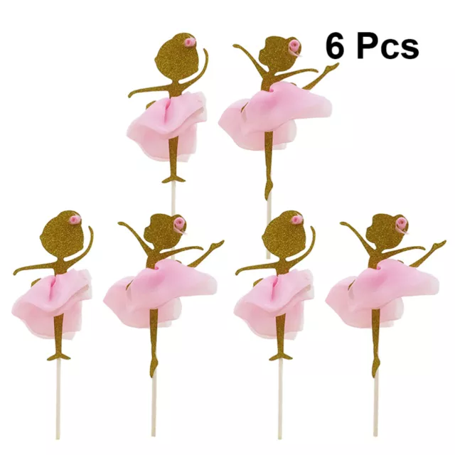 6 PCS Glitter Cupcake Pick Dessert Birthday Decor Party Supplies Decorative