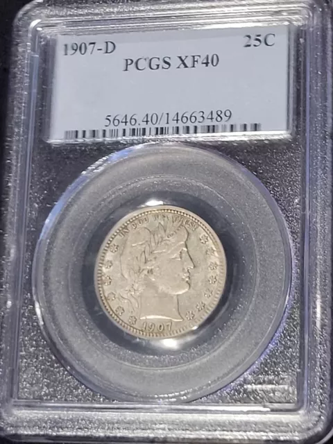 1907-d Barber Quarter, PCGS XF40