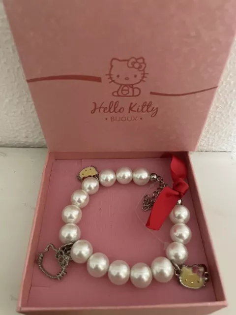 Bracciale Con Charm Argento E Hello Kitty  Sanrio 1990 Rara