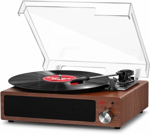 RECORD PLAYER, FYDEE Vinyl Record Player with Speakers Vintage ...