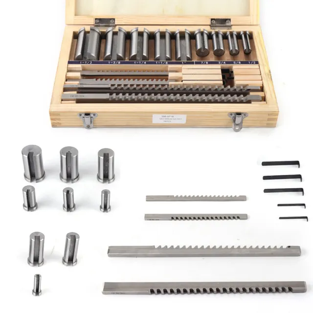 18PCS/Set Keyway Broach Kit 1/8 3/16 1/4 3/8" HSS CNC Metalworking Cut Tool Kit