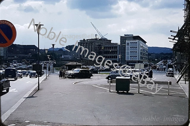 1950s Urban Street Scene Cars Construction Germany Red-Border Kodachrome Slide