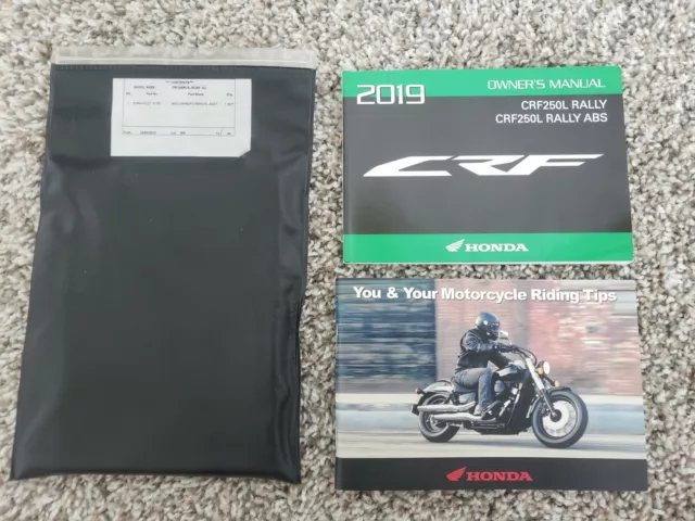 Honda 2019 CRF250L Rally Abs Owners Manual w Bag and Riding Tips
