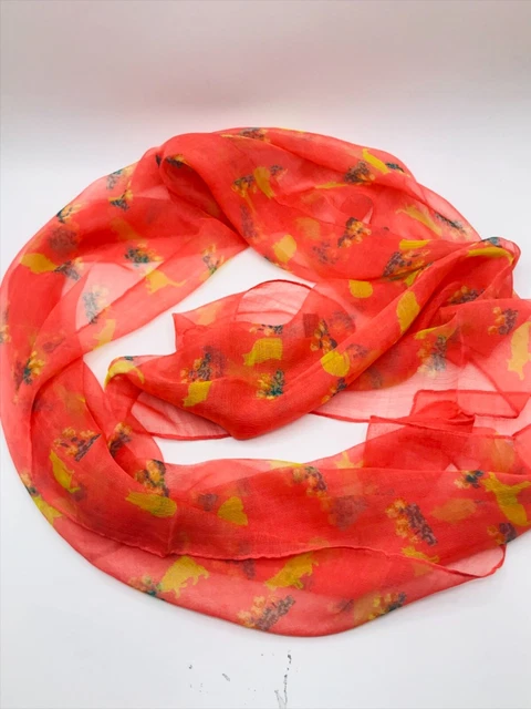 CCC Polyester Long Rectangular Boho Wrap Shawl Scarf Peach Cats 68"L x 20"W
