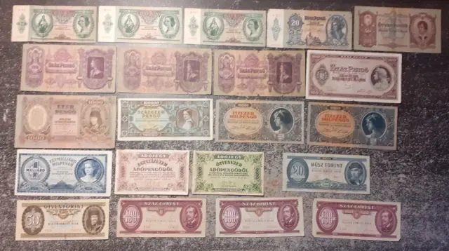 Hungary  pengo, mil, ado, pengo ft collection from WW2 lot 21 banknote 1930-1992