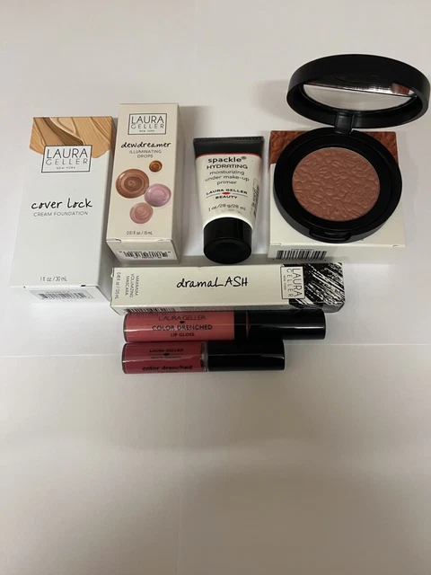 Juego De Maquillaje Surtido Laura Geller De 7 Piezas ~ Imprimación ~ Rubor ~ Máscara De Pestañas Dramáticas +