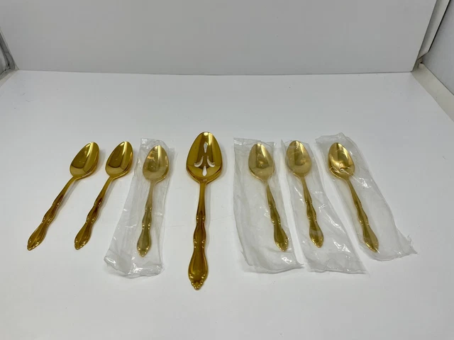 1847 Rogers Bros is 7 PC Golden Elegance Stainless Steel Flatware Gold Accent