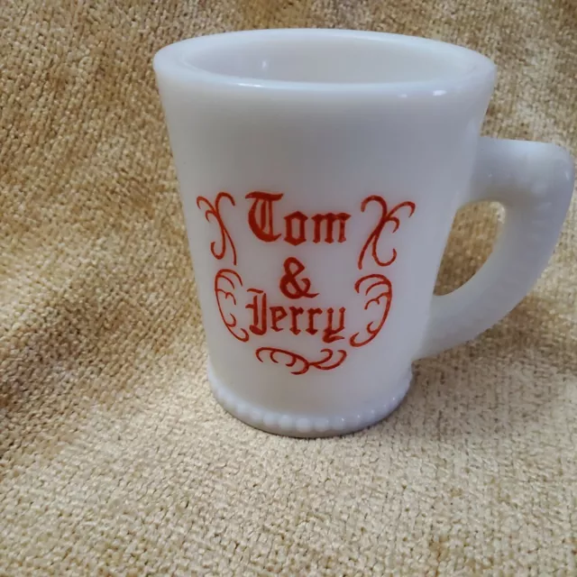 Vintage McKee Tom & Jerry Milk Glass Punch Mug Replacement Cup Red Lettering