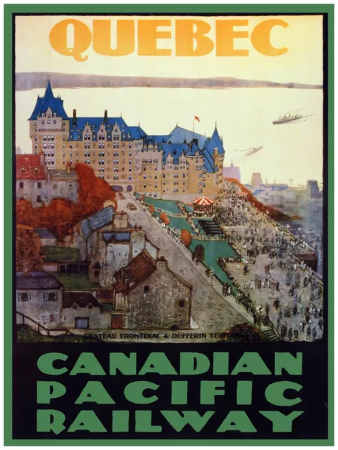 Decor Travel Poster.Fine Graphic Art Design.Quebec Castle.Home Wall Art.687
