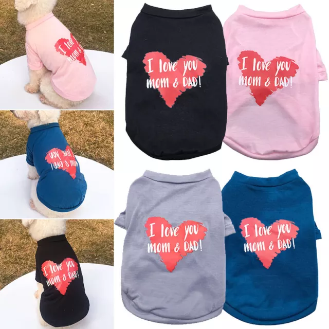 Cute Pet Dog Clothes T Shirt Print Small Cat Puppy Vest Apparel Wholesale XS-XL✧