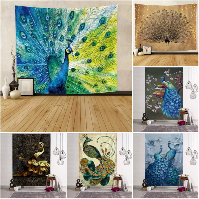 Large Peacock Tapestry Wall Hanging Throw Blanket Decor Bedroom Bedspread Mural