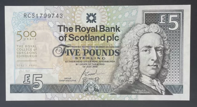 The Royal Bank of Scotland £5 Five Pound Note Uncirculated