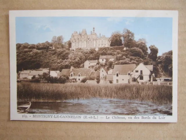 Cpa Montigny Le Gannelon (28) Le Chateau, Vu Des Bords Du Loir. Eure Et Loir