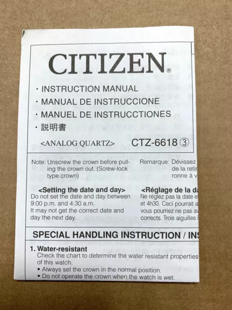 CITIZEN CTZ 6618 3 Manual Instruction Istruzioni Instructions