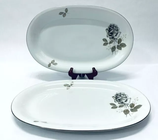 WINTERLING BAVARIA GERMANY ROSE 13" OVAL SERVING PLATTER with Gray Roses
