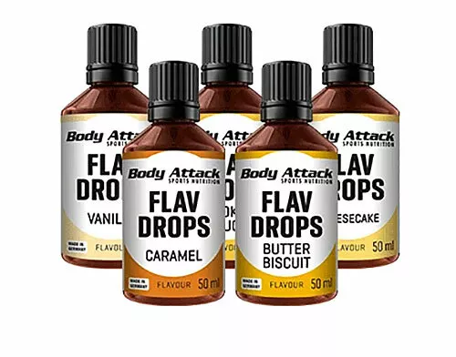 Body Attack Flav Drops 50ml flüssig Aromen Geschmack Flavor für Quark/Smoothies