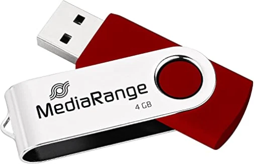 MediaRange USB-Stick MR907 rot, silber 4 GB NEW