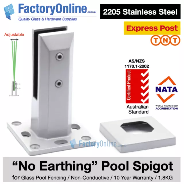 "No Earthing" Pool Fence Glass Spigots NonConductive 2205 Stainless Steel Spigot