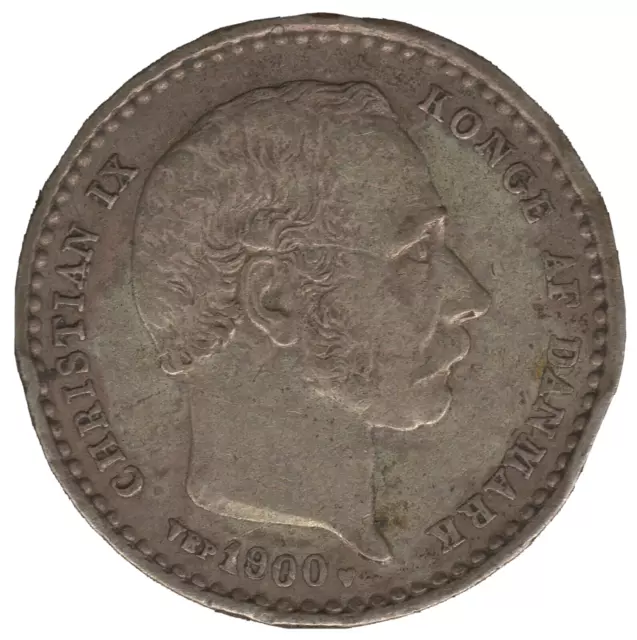 1900 VBP Denmark Christian IX Silver 25 Ore Coin