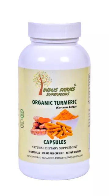 Organic Turmeric Capsules Dietary Supplement Curcumin Herbal 60 Vegetarian caps