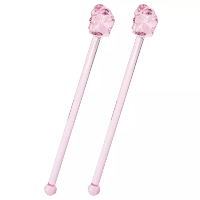 2 Pcs Glass Flower Stir Sticks Cocktail Party Swizzle Stirring Rod Cute