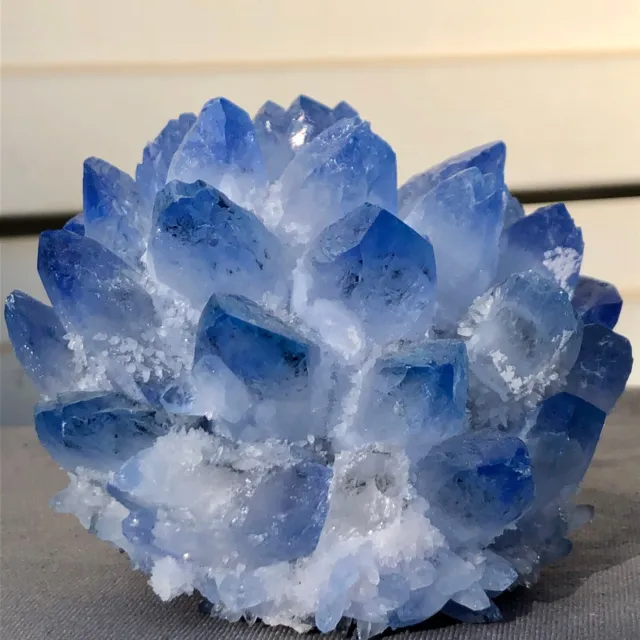 535g  New Find blue Phantom Quartz Crystal Cluster Mineral Specimen Healing