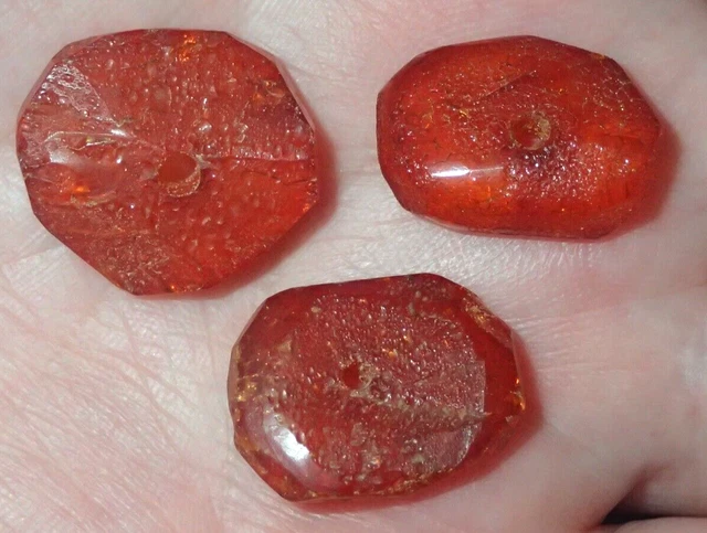 3 Ancient Amber Beads Jordan Desert Christian pilgrims Road, 20mm, #S6086