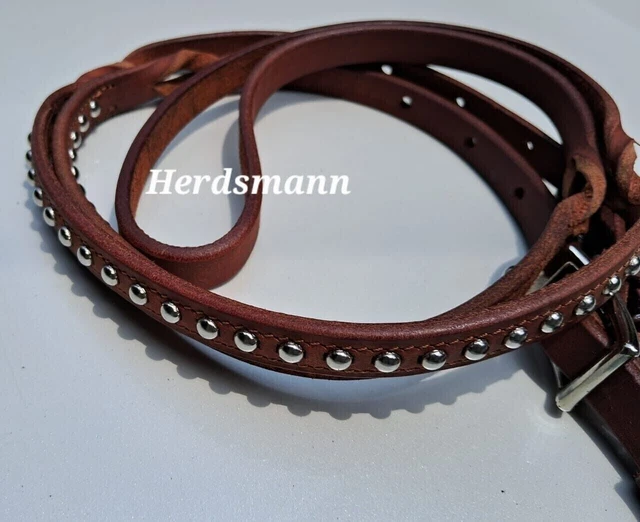 Rênes De Tonneau En Cuir Huilé Tressé Foncé - 6.5' Avec Boutons Pression J&S Tack