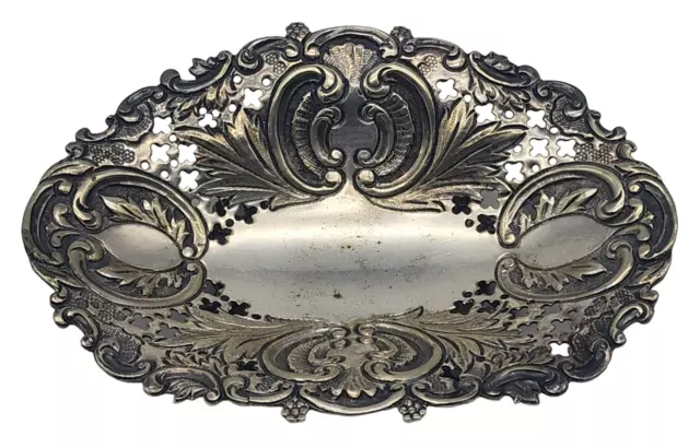 VINTAGE English Silver Plate Pierced Oval Bowl ~ NO MONOGRAM ~