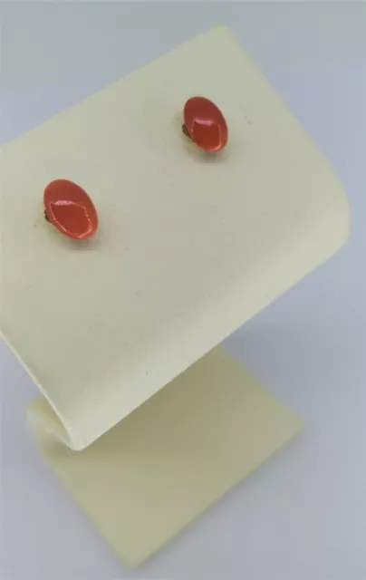 Boucles D'Oreilles or Jaune 18KT 750 Femme Corail Vrai Rouge Chicco De Riz Lobe