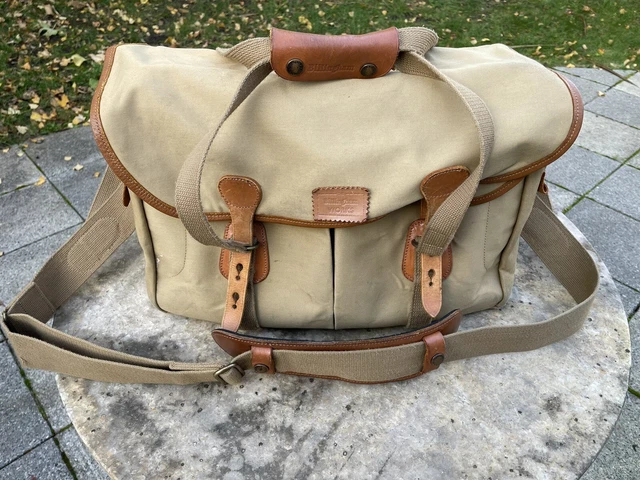 Billingham 555 Camera Bag, Khaki Canvas And Tan Leather (Well Used, See Photos)