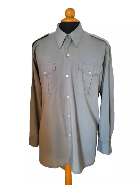 Armée Chemise d'uniforme gris/vert VINTAGE 60 70 Army Uniform shirt T. L
