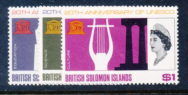 British Solomon Islands 1966 Unesco Sg157/159  Mnh