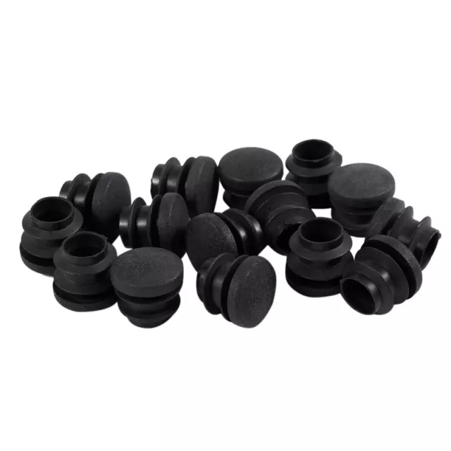 15Pcs Black Plastic Blanking End  Round Tube Insert Pipe Bung 16mm Y2Z67160