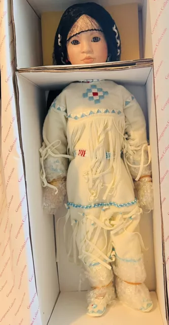 Georgetown Collection Silver Moon 18" Indian Princess Doll, Book, Feather, COA.