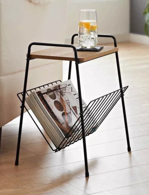 Small Side Table Magazine Rack Shelf Wooden Coffee/Lamp/End Storage Stand Table