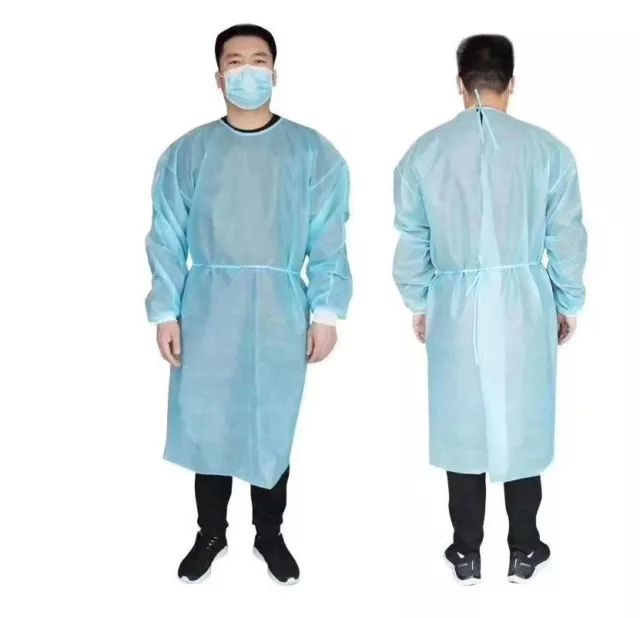 50 X Isolation Gown Disposable  Size Large Blue