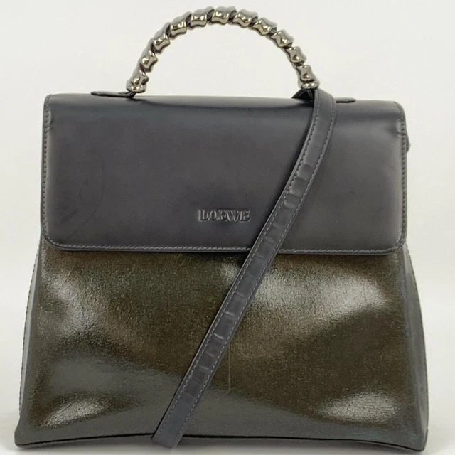 LOEWE VELAZQUEZ 2WAY Handbag Shoulder Bag Suede Leather Gold